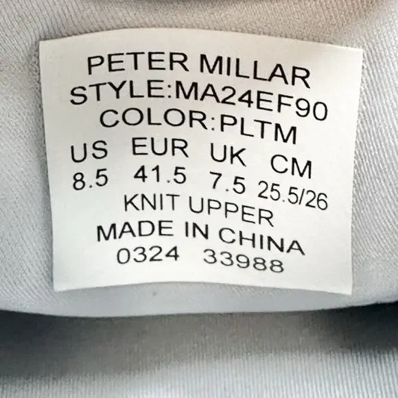 Peter Millar Tellustride Shoes Men’s Size 8.5 Light Gray Golf MA24EF90
